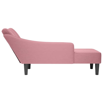 Chaiselongue mit Rechter Armlehne Rosa Samt