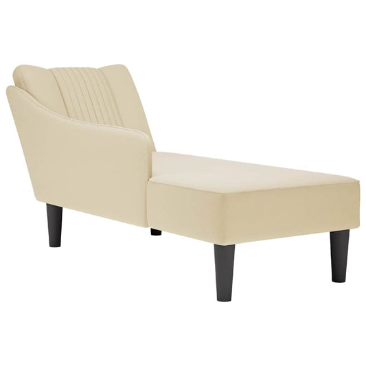 Chaiselongue mit Rechter Armlehne Creme Stoff