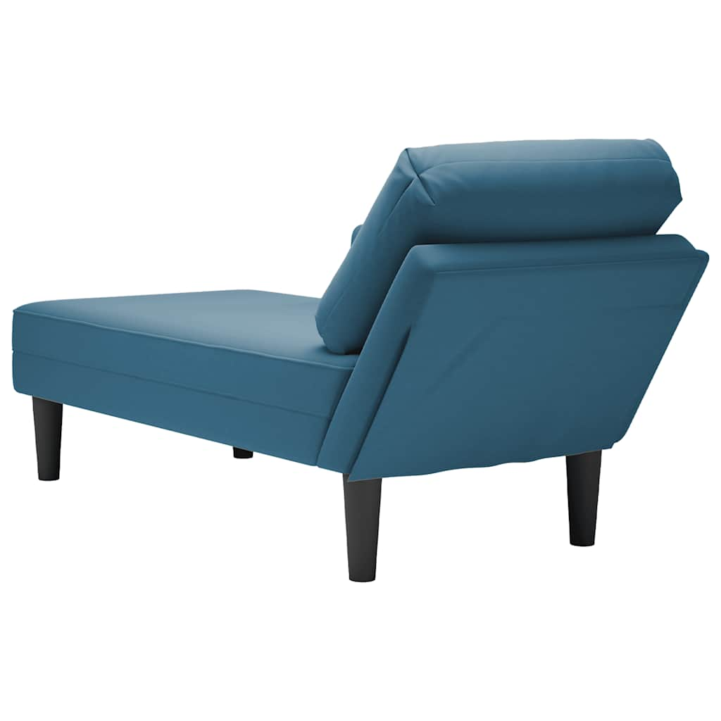 Chaiselongue mit Kissen und Rechter Armlehne Blau Samt