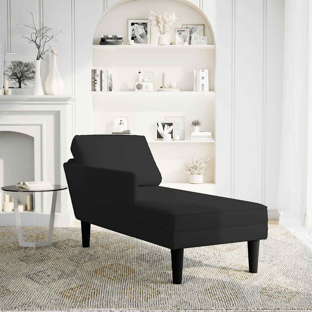 Chaiselongue mit Kissen und Rechter Armlehne Schwarz Samt