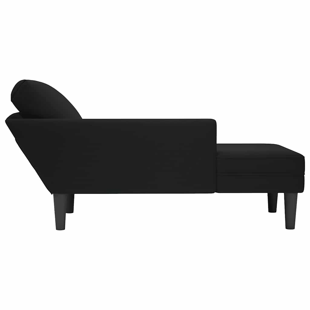 Chaiselongue mit Kissen und Rechter Armlehne Schwarz Samt