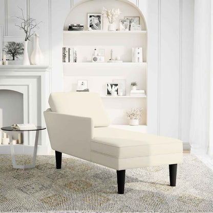 Chaiselongue mit Kissen und Rechter Armlehne Creme Samt