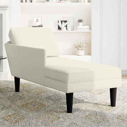 Chaiselongue mit Kissen und Rechter Armlehne Creme Samt