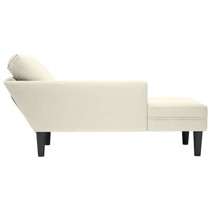 Chaiselongue mit Kissen und Rechter Armlehne Creme Samt