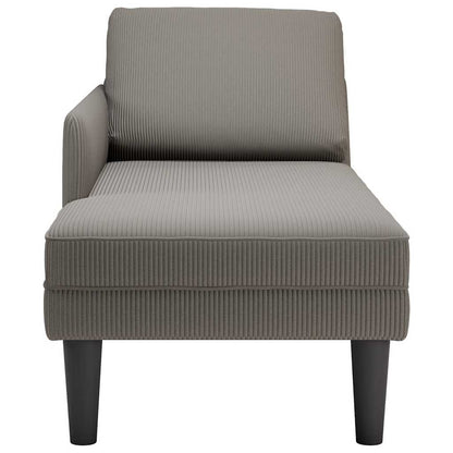 Chaiselongue mit Kissen Hellgrau Cordstoff