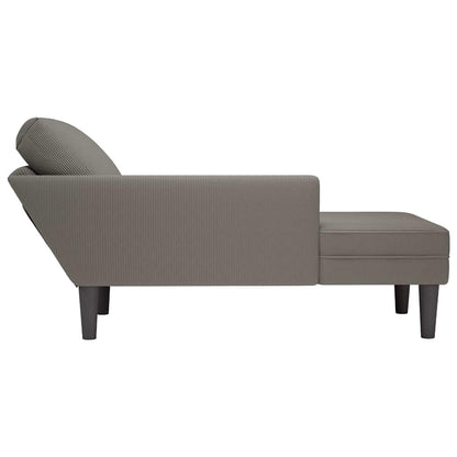 Chaiselongue mit Kissen Hellgrau Cordstoff