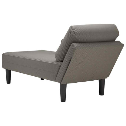 Chaiselongue mit Kissen Hellgrau Cordstoff