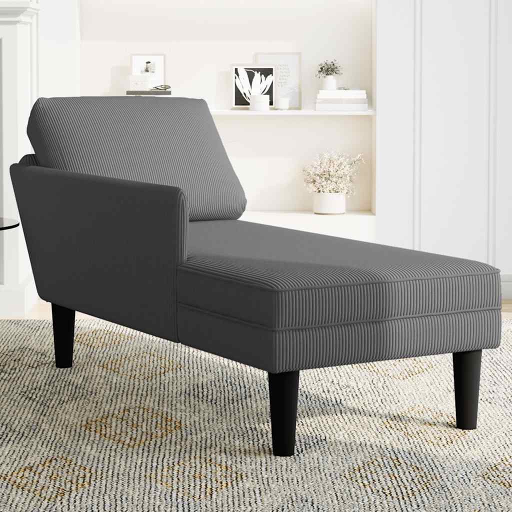 Chaiselongue mit Kissen Dunkelgrau Cordstoff