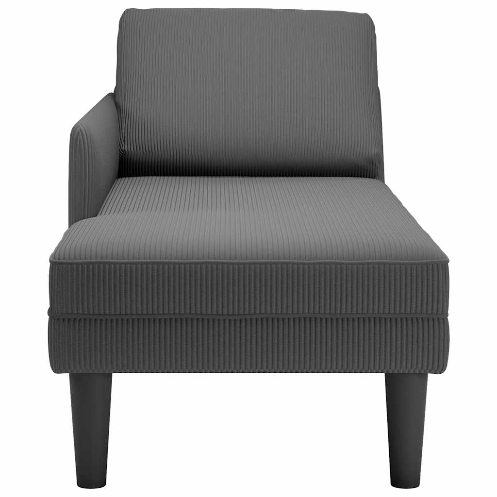 Chaiselongue mit Kissen Dunkelgrau Cordstoff