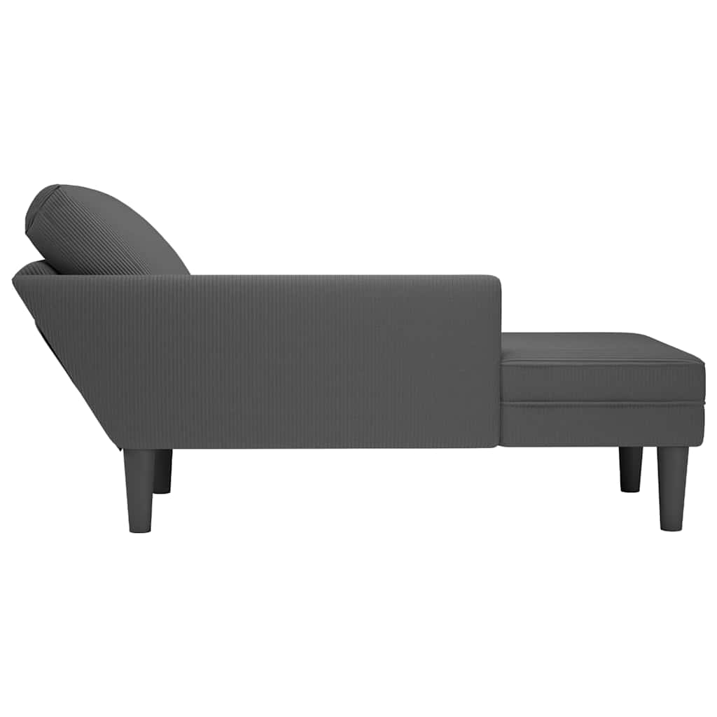 Chaiselongue mit Kissen Dunkelgrau Cordstoff