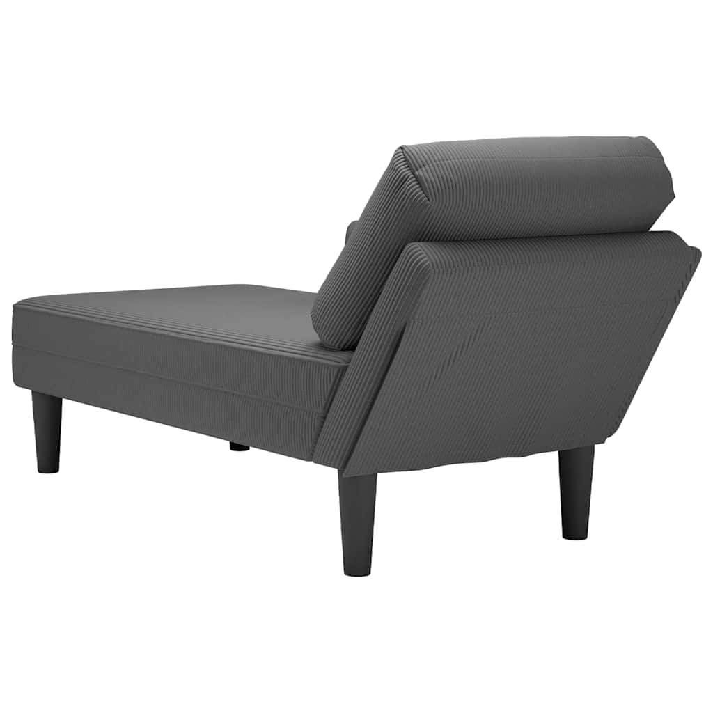 Chaiselongue mit Kissen Dunkelgrau Cordstoff