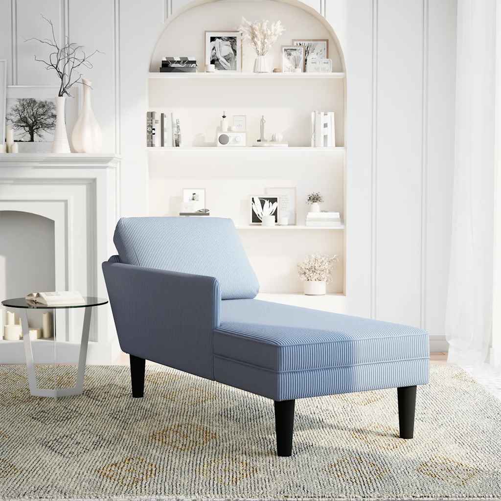 Chaiselongue mit Kissen Blau Cordstoff