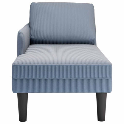 Chaiselongue mit Kissen Blau Cordstoff