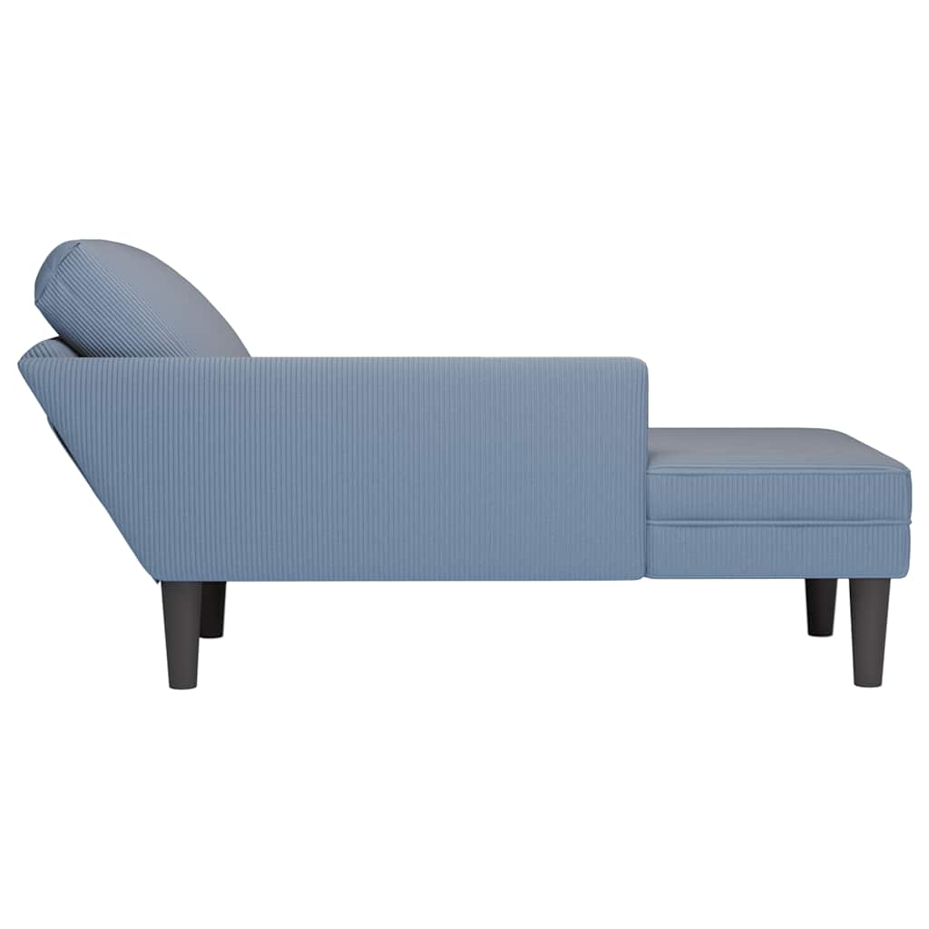 Chaiselongue mit Kissen Blau Cordstoff