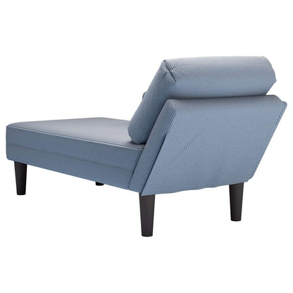 Chaiselongue mit Kissen Blau Cordstoff