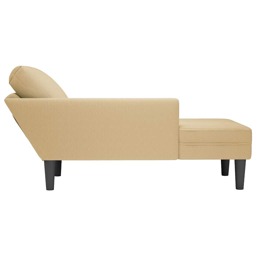 Chaiselongue mit Kissen Hellgrün Grau Cordstoff