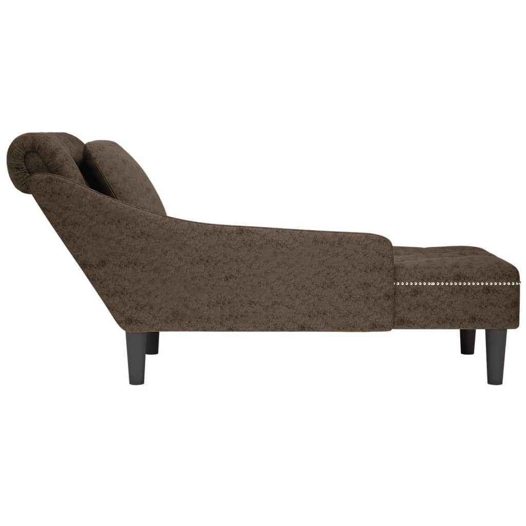 Chaiselongue mit Kissen & Rechter Armlehne Grau Kunstleder