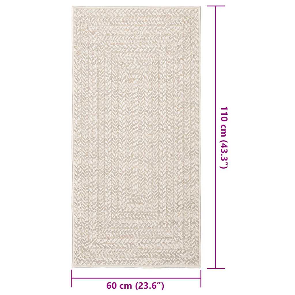 Teppich ZIZUR Creme 60x110 cm Jute-Optik Indoor und Outdoor