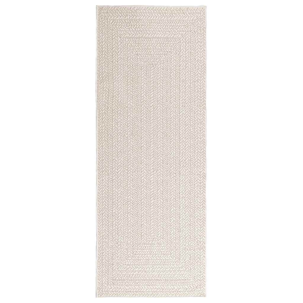 Teppich ZIZUR Creme 80x200 cm Jute-Optik Indoor und Outdoor