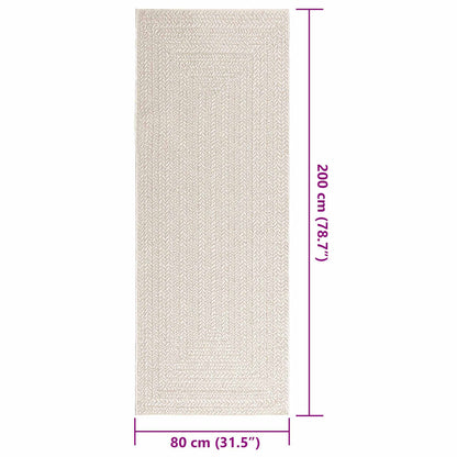 Teppich ZIZUR Creme 80x200 cm Jute-Optik Indoor und Outdoor