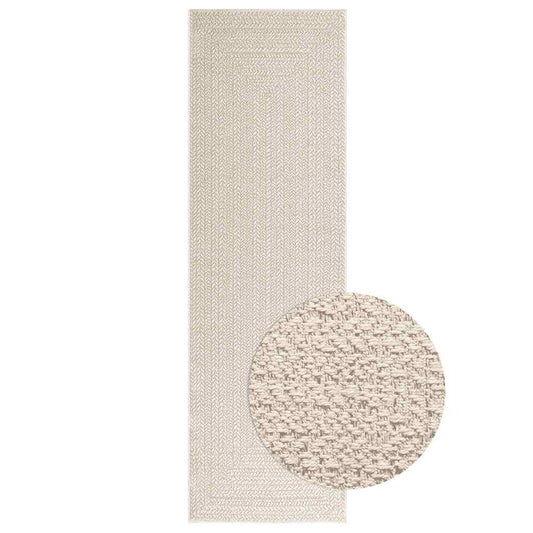 Teppich ZIZUR Creme 80x250 cm Jute-Optik Indoor und Outdoor