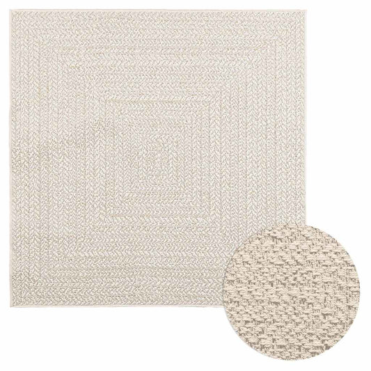 Teppich ZIZUR Creme 120x120 cm Jute-Optik Indoor und Outdoor