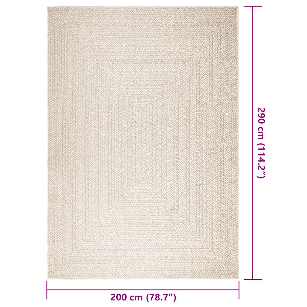 Teppich ZIZUR Creme 200x290 cm Jute-Optik Indoor und Outdoor