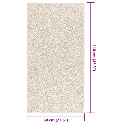 Teppich ZIZUR Creme 60x110 cm Jute-Optik Indoor und Outdoor