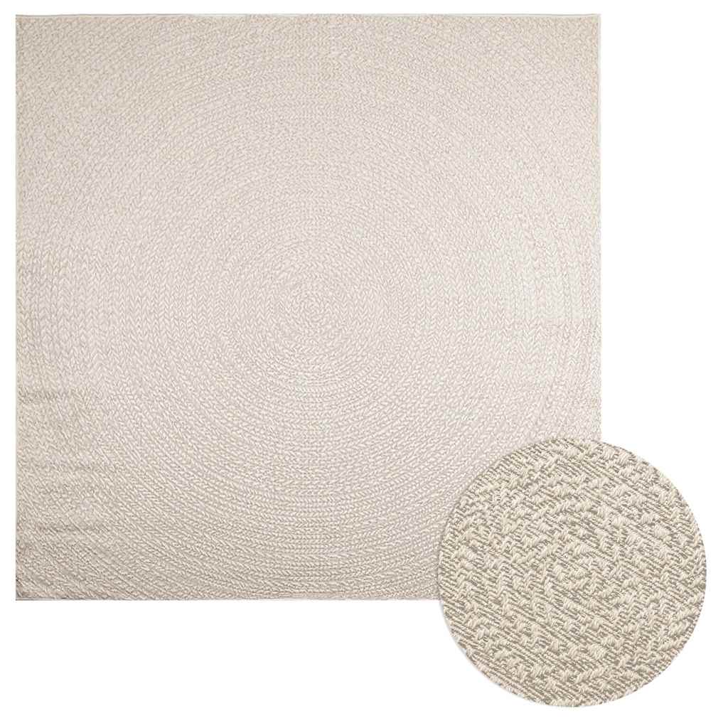 Teppich ZIZUR Creme 240x240 cm Jute-Optik Indoor und Outdoor