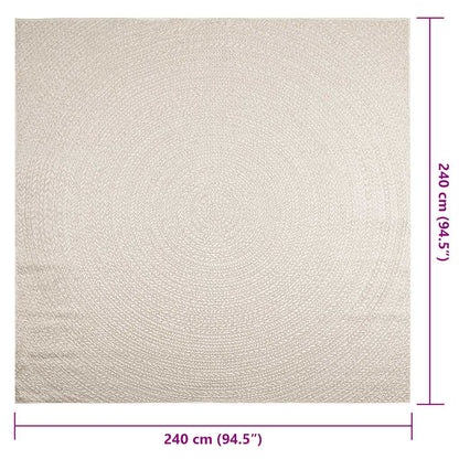 Teppich ZIZUR Creme 240x240 cm Jute-Optik Indoor und Outdoor