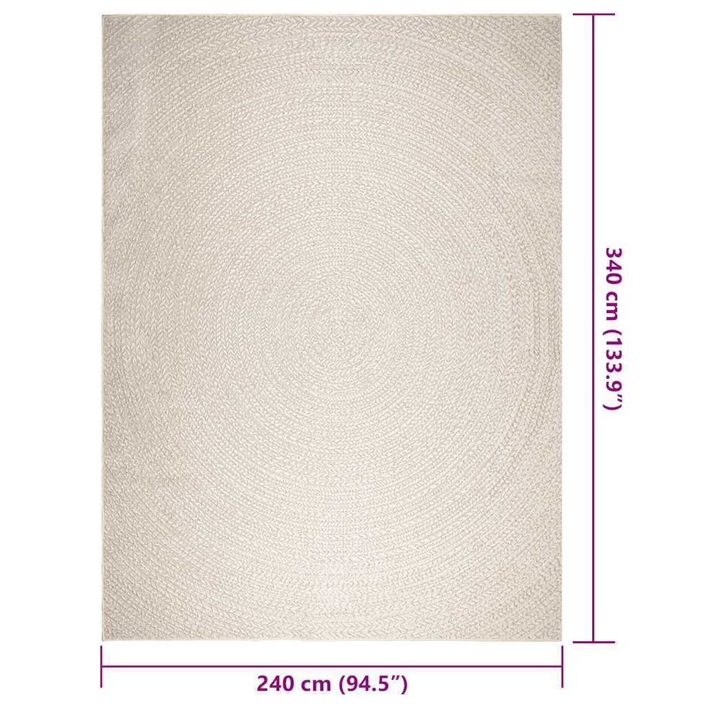 Teppich ZIZUR Creme 240x340 cm Jute-Optik Indoor und Outdoor