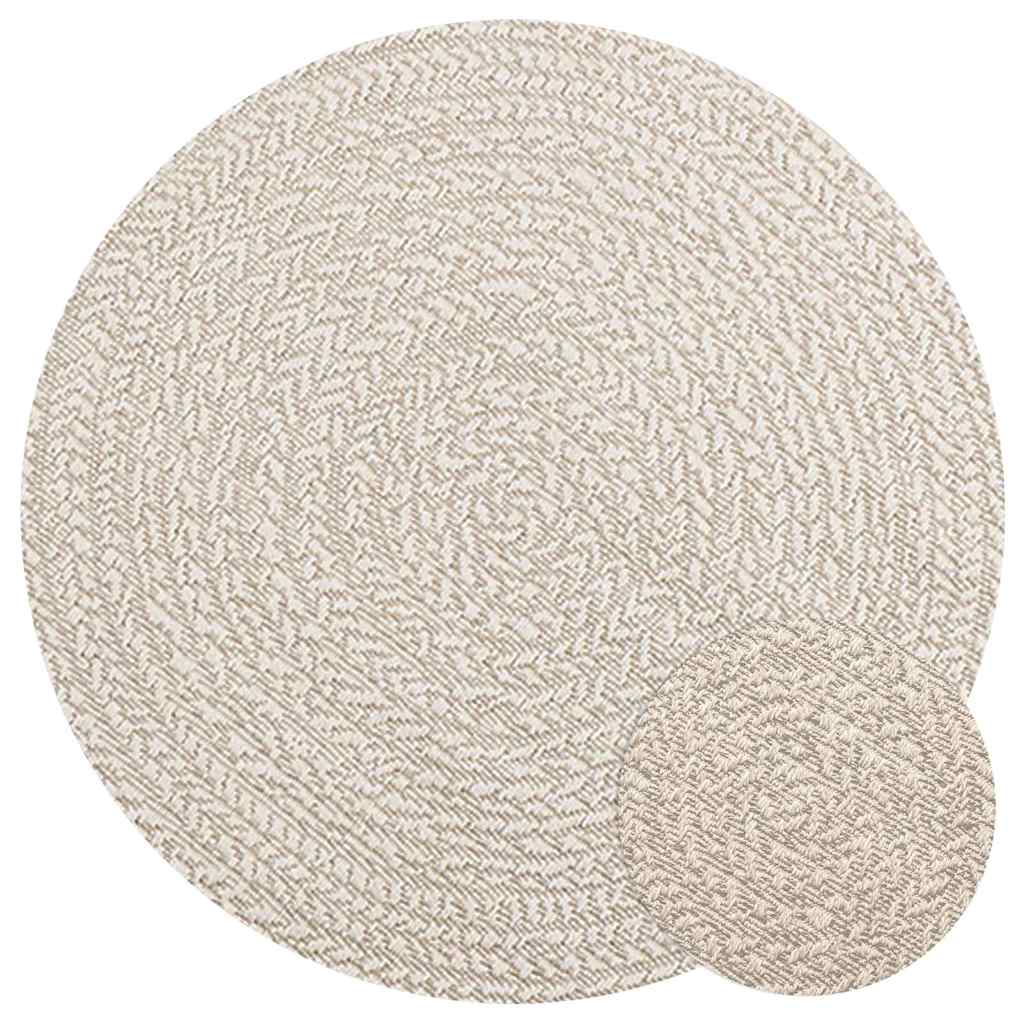 Teppich ZIZUR Creme Ø 90 cm Jute-Optik Indoor und Outdoor