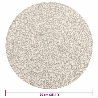 Teppich ZIZUR Creme Ø 90 cm Jute-Optik Indoor und Outdoor