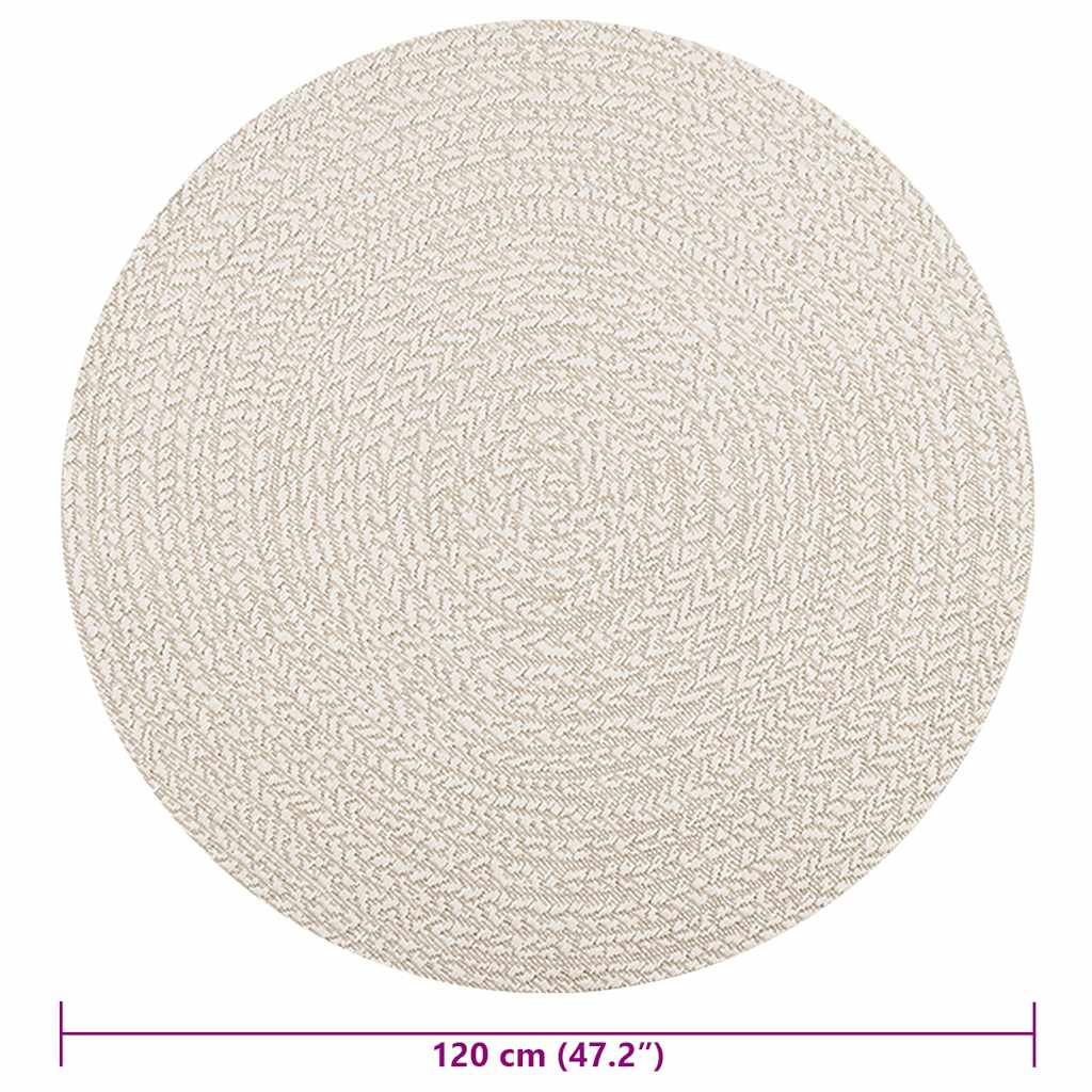 Teppich ZIZUR Creme Ø 120 cm Jute-Optik Indoor und Outdoor