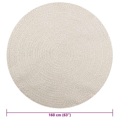 Teppich ZIZUR Creme Ø 160 cm Jute-Optik Indoor und Outdoor