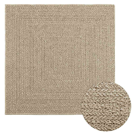 Teppich ZIZUR Beige 120x120 cm Jute-Optik Indoor und Outdoor