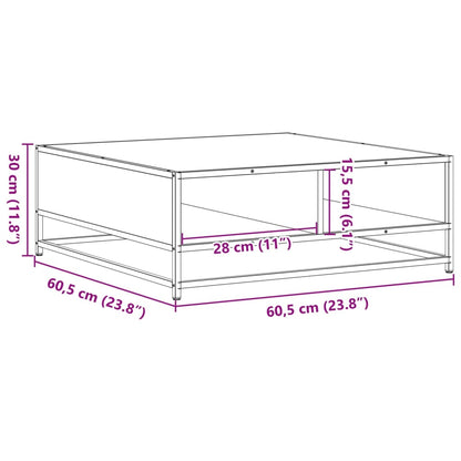 Couchtisch Braun Eiche 60,5x60,5x30 cm Holzwerkstoff und Metall