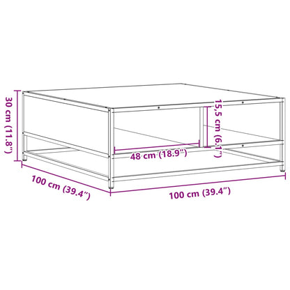 Couchtisch Räuchereiche 100x100x30 cm Holzwerkstoff und Metall