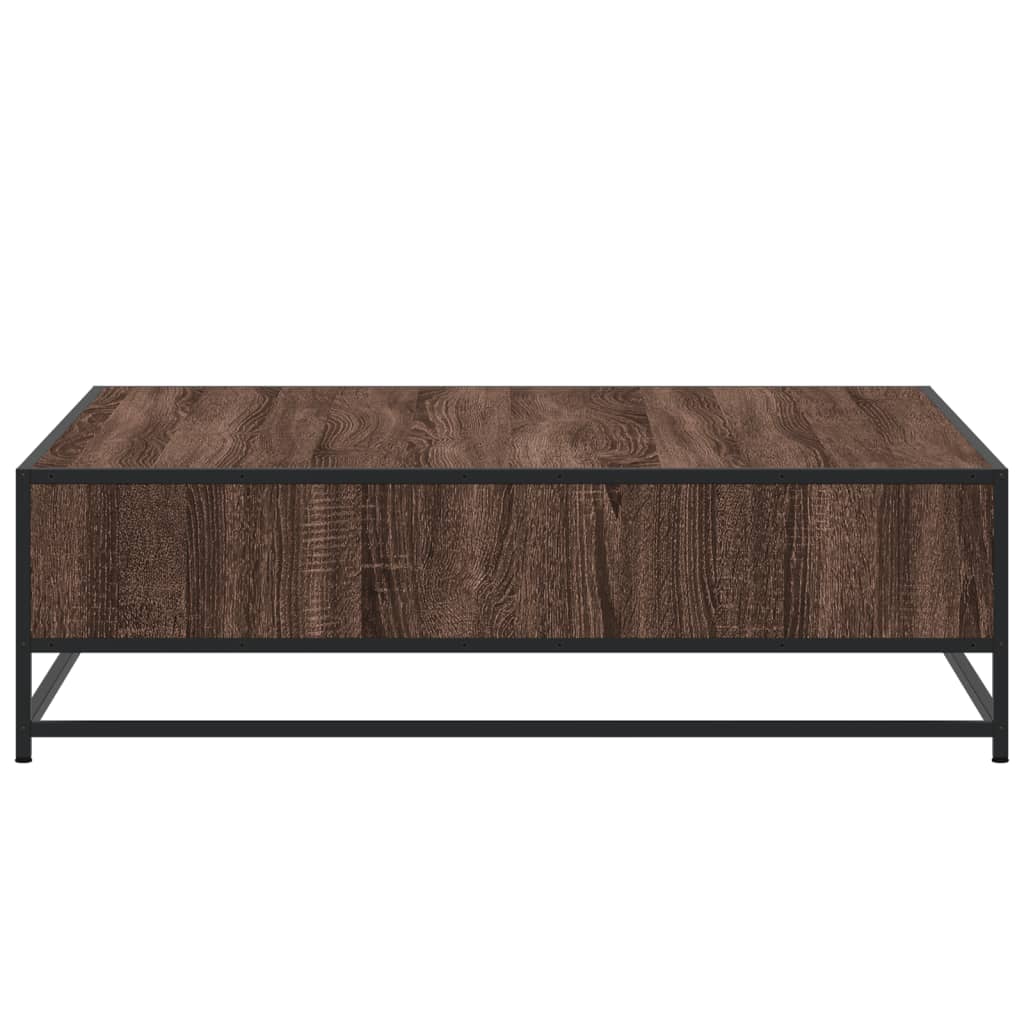 Couchtisch Braun Eichen-Optik 100x100x30cm Holzwerkstoff Metall