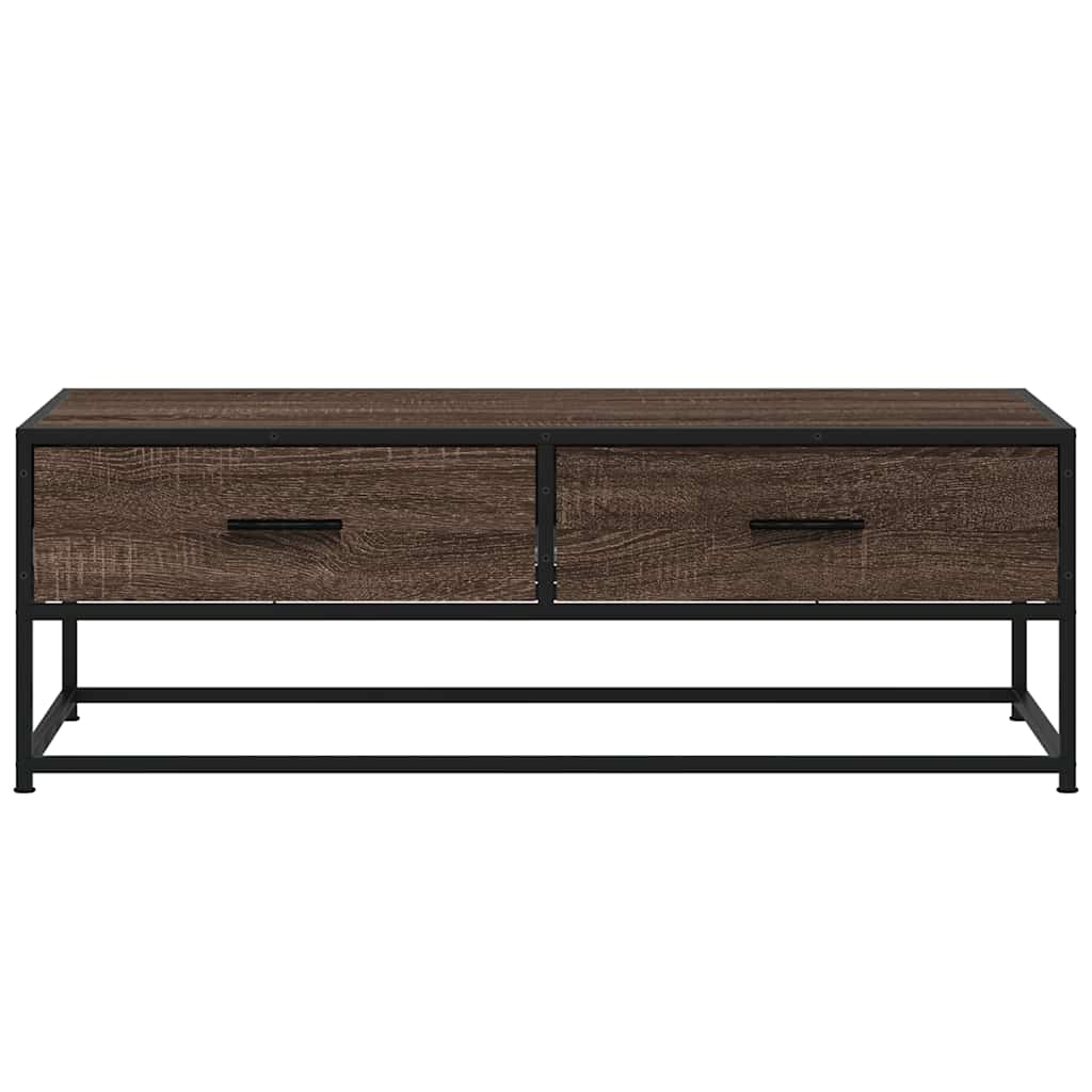 Couchtisch Braun Eichen-Optik 100x50x35 cm Holzwerkstoff Metall