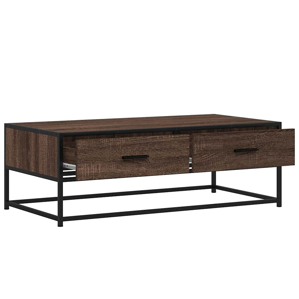 Couchtisch Braun Eichen-Optik 100x50x35 cm Holzwerkstoff Metall