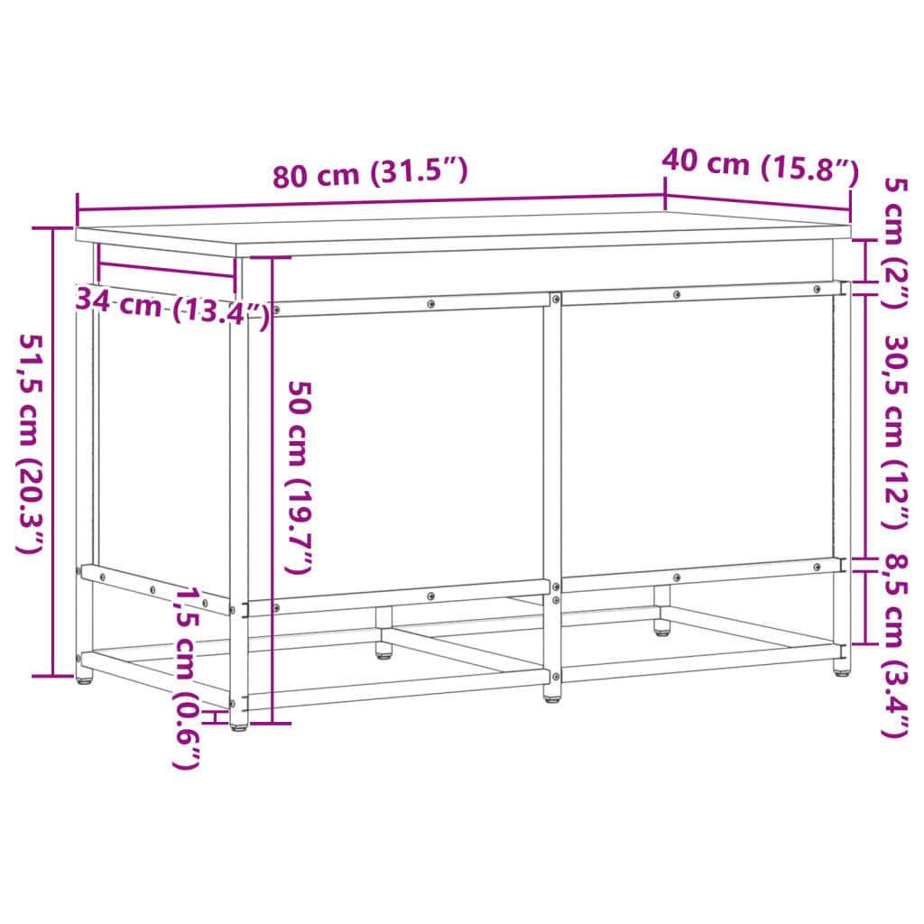 Aufbewahrungsbox mit Deckel Grau Sonoma 80x40x51,5 cm