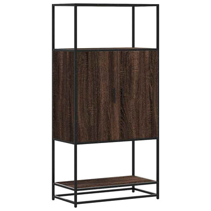 Highboard Braun Eichen-Optik 68x35x139 cm Holzwerkstoff Metall