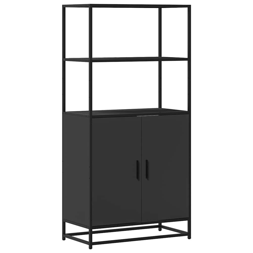 Highboard Schwarz 68x35x139 cm Holzwerkstoff und Metall