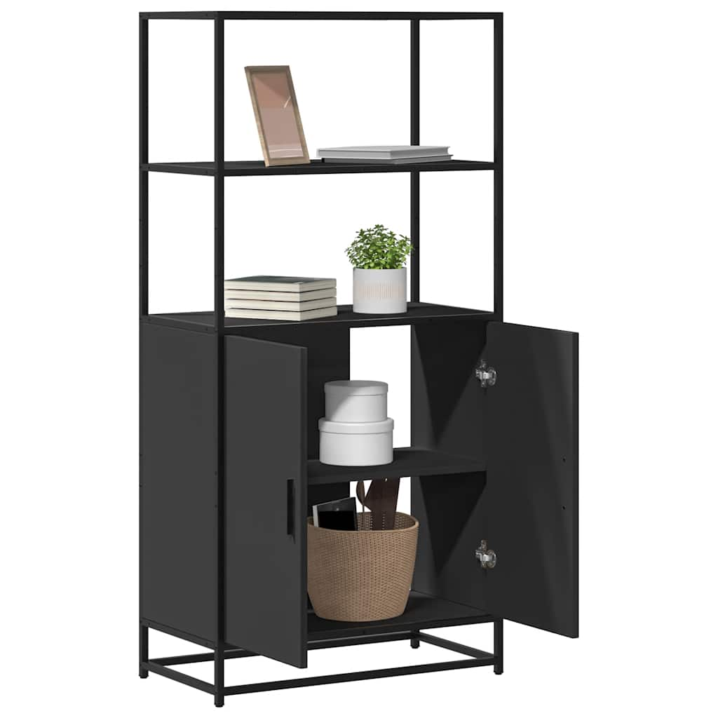 Highboard Schwarz 68x35x139 cm Holzwerkstoff und Metall