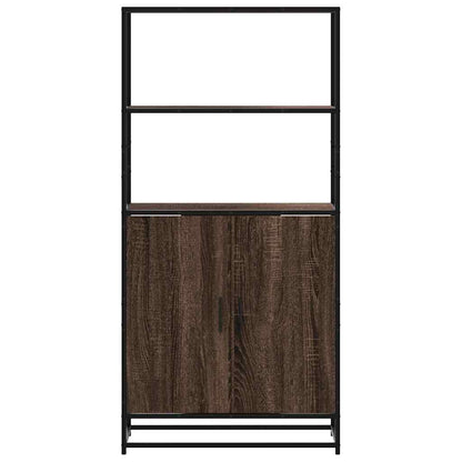 Highboard Braun Eichen-Optik 68x35x139 cm Holzwerkstoff Metall