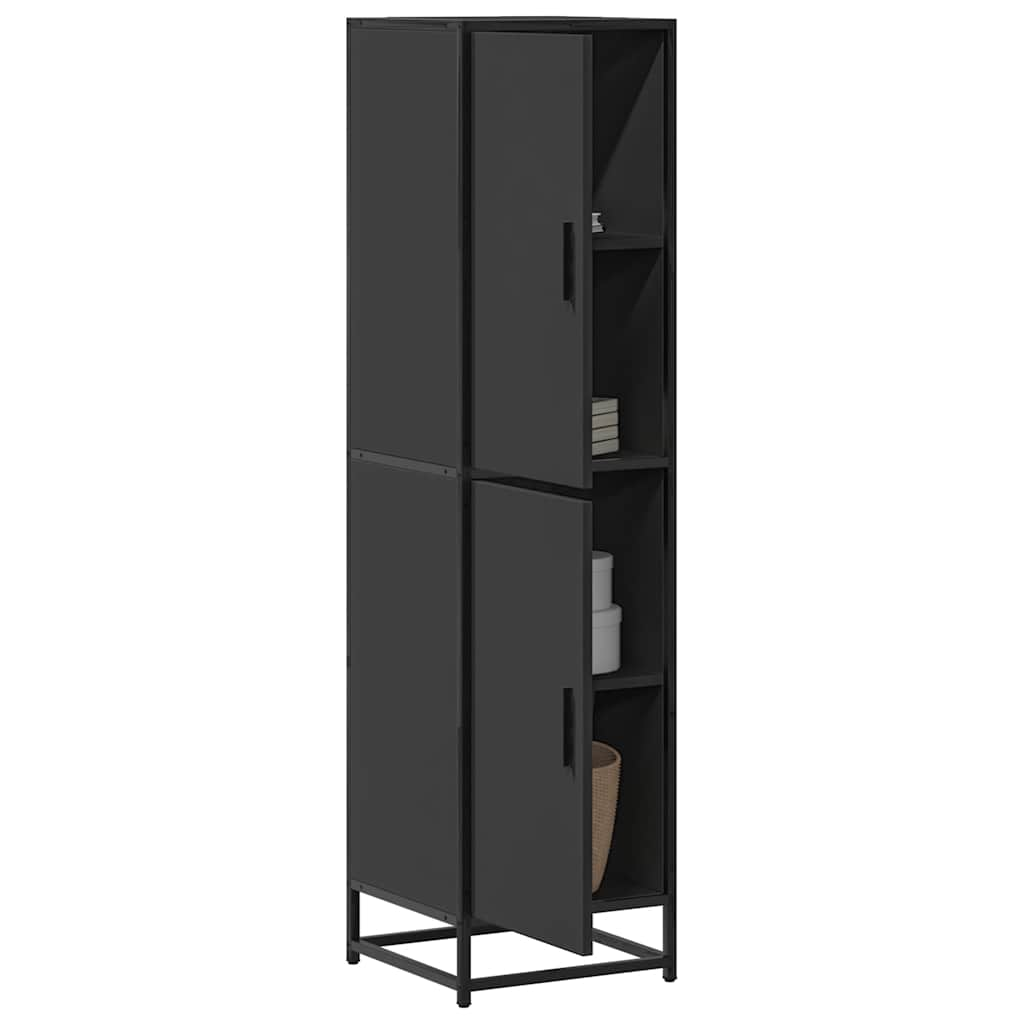 Highboard Schwarz 35,5x35x139 cm Holzwerkstoff und Metall