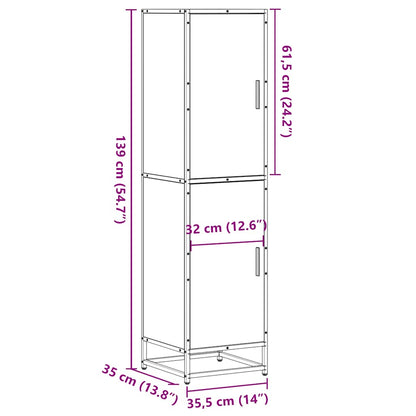 Highboard Räuchereiche 35,5x35x139 cm Holzwerkstoff Metall