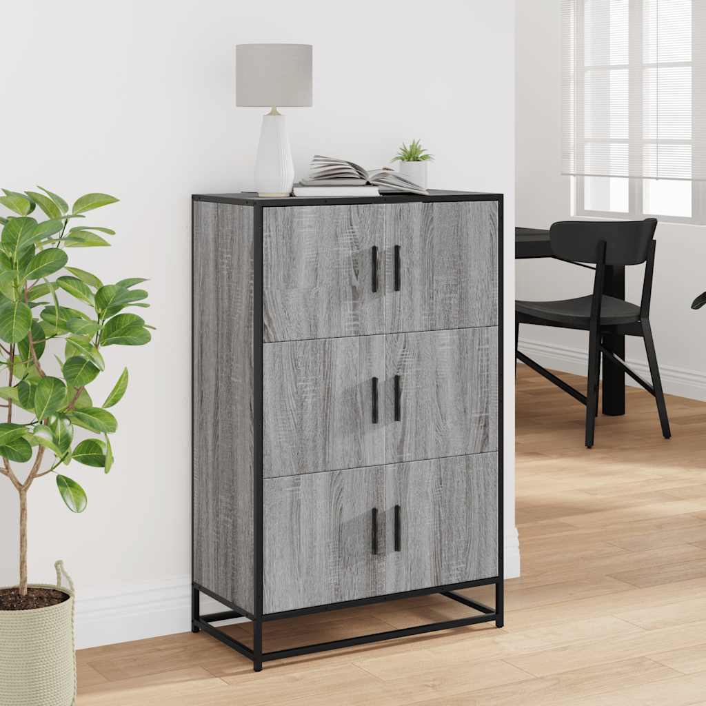 Highboard Grau Sonoma 68x35x106,5 cm Holzwerkstoff und Metall