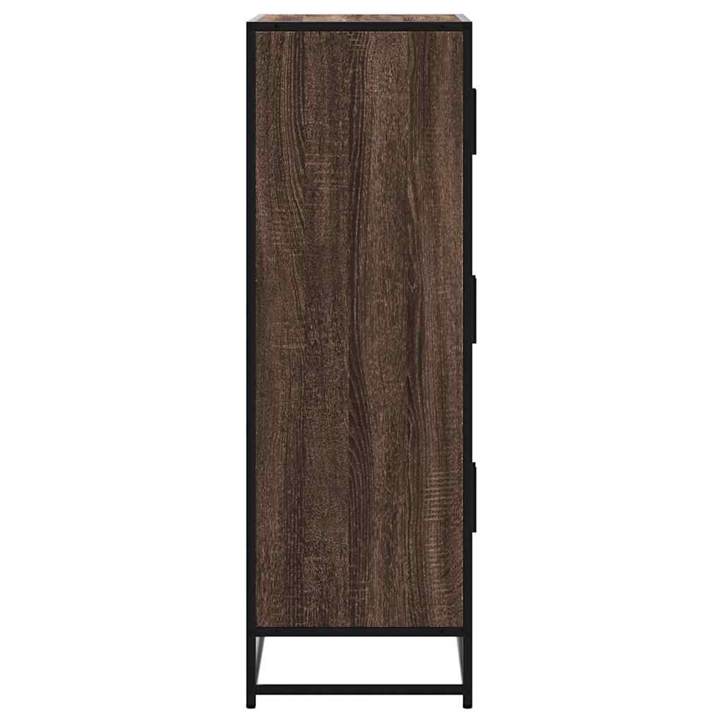 Highboard Braun Eichen-Optik 68x35x106,5cm Holzwerkstoff Metall